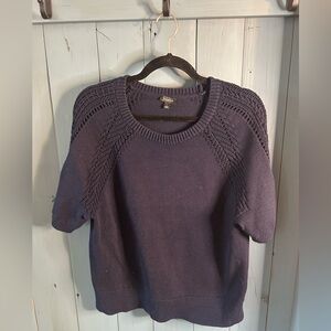 Talbots Women's Navy Blue Crew Neck Short Sleeve Sweater | Size Large